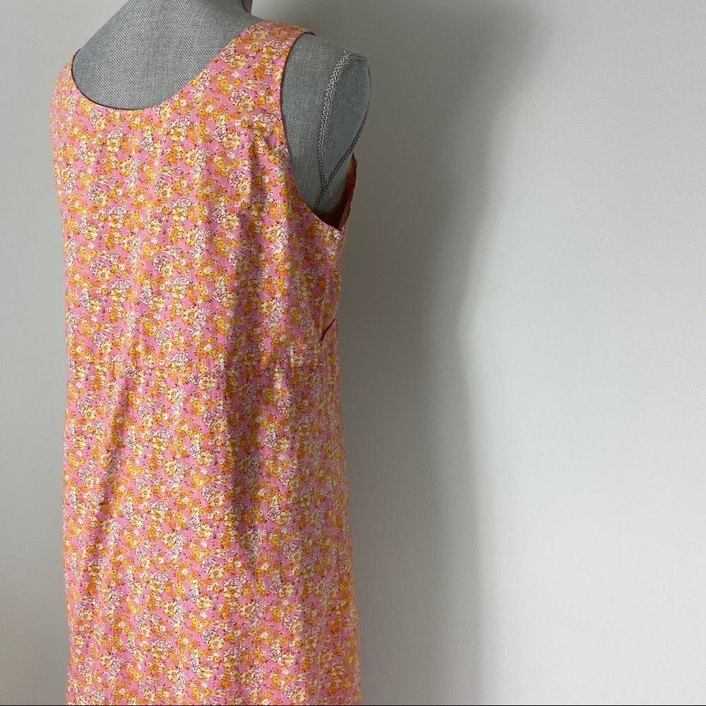 Vintage Pink Orange Floral Dress Handmade.Feminine Summer Romantic Poetcore - Picture 3 of 12